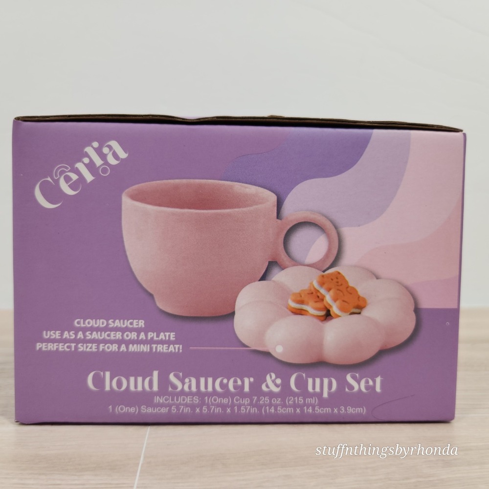 Cerra Cloud Cup and Saucer Set‎ PINK New In Box